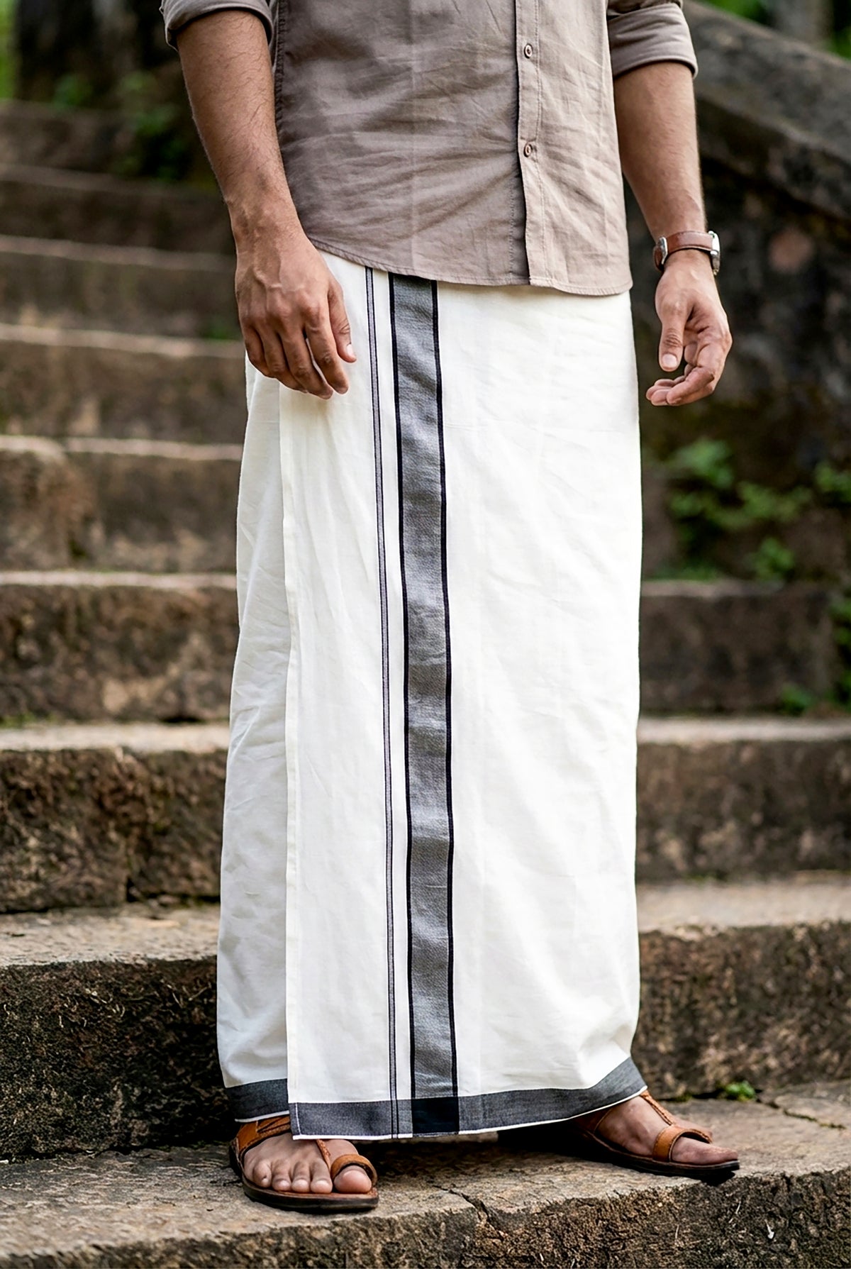 Capricorn- Single White Dhoti